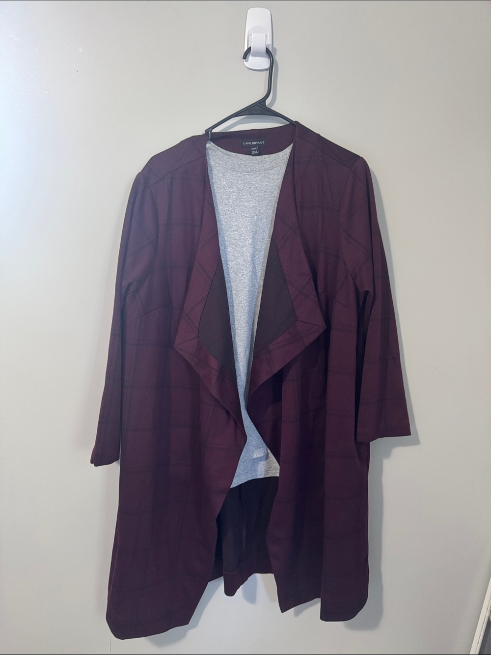 Lane Bryant Dark Burgundy Open-Front Draped Blazer